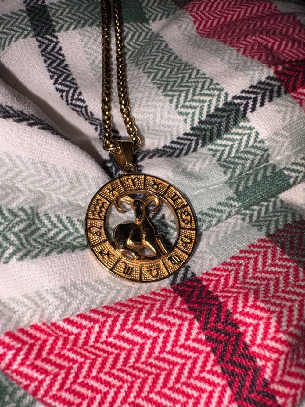 Gold Zodiac Aries Pendant Necklace